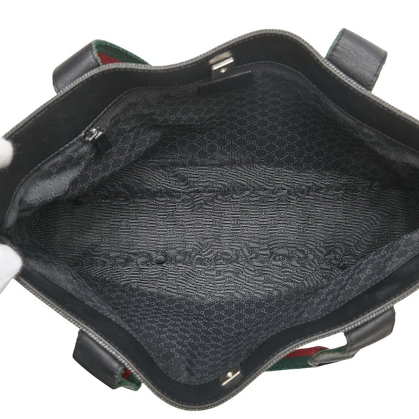グッチ シェリーライン ショルダーバッグ トートバッグ 73983 ブラック マルチカラー デニム レザー レディース GUCCI 【中古】