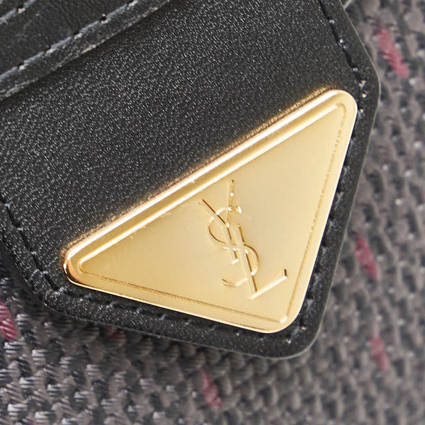 サンローラン YSLモノグラム ショルダーバッグ パープル ブラック レザー レディース SAINT LAURENT 【中古】