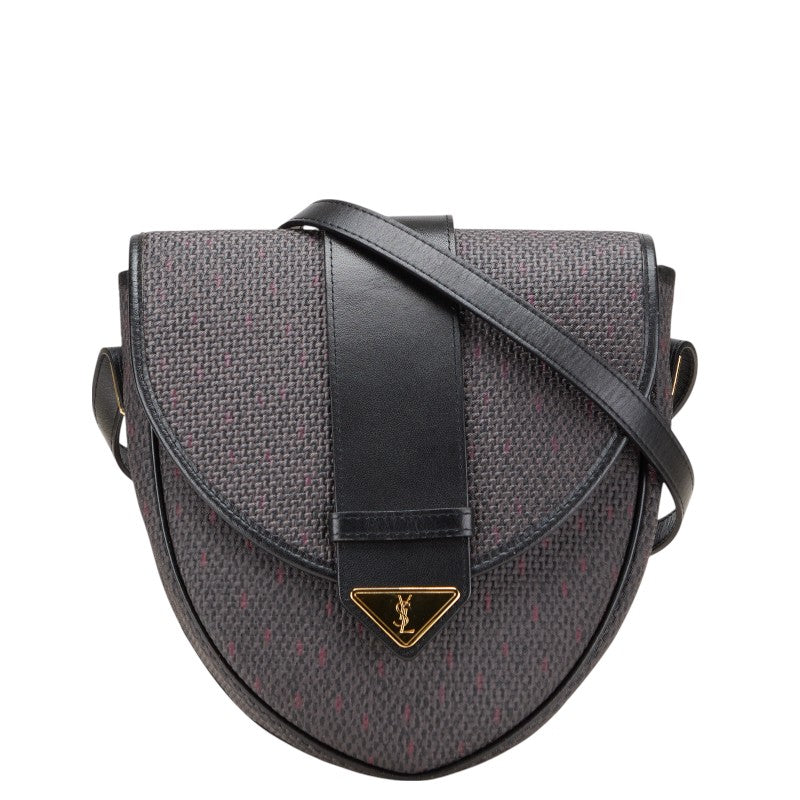 サンローラン YSLモノグラム ショルダーバッグ パープル ブラック レザー レディース SAINT LAURENT 【中古】