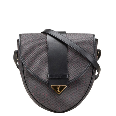 サンローラン YSLモノグラム ショルダーバッグ パープル ブラック レザー レディース SAINT LAURENT 【中古】