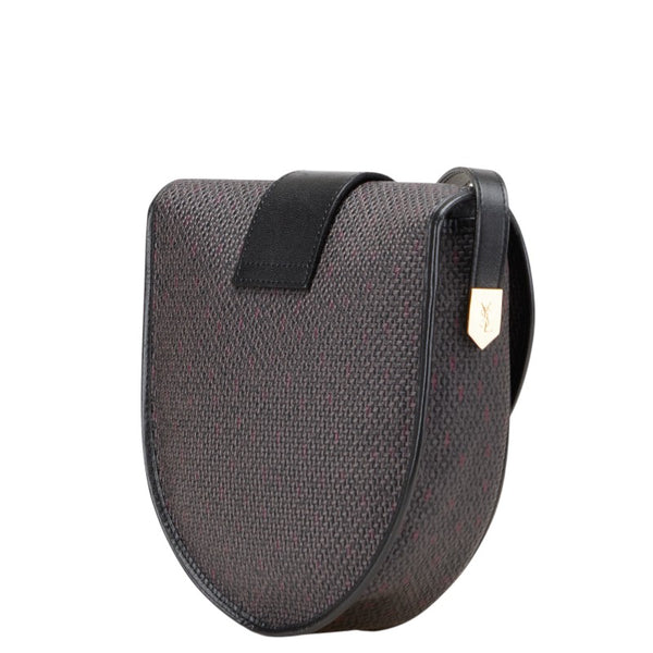 サンローラン YSLモノグラム ショルダーバッグ パープル ブラック レザー レディース SAINT LAURENT 【中古】