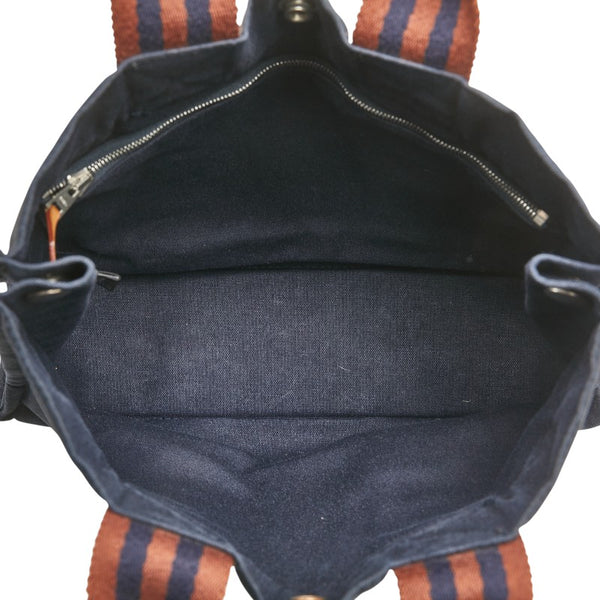 エルメス フールトゥPM ハンドバッグ トートバッグ ネイビー ブラウン キャンバス レディース HERMES 【中古】