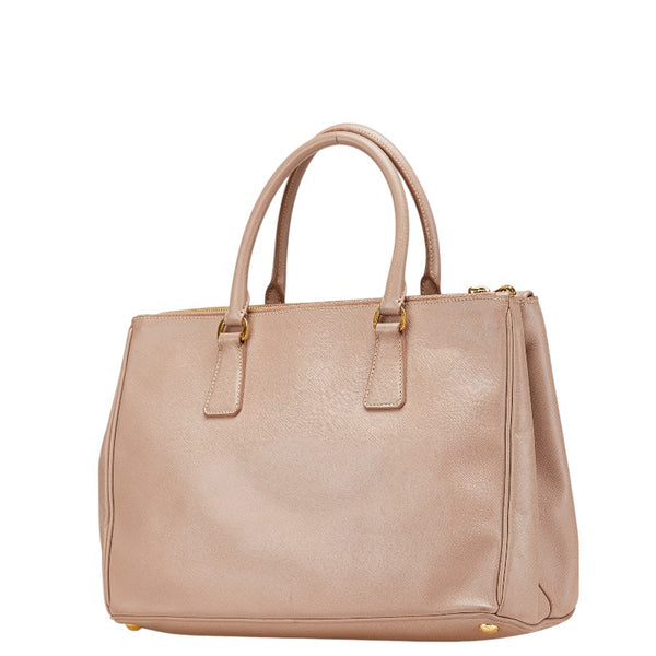 プラダ ガレリア 三角ロゴプレート ハンドバッグ ショルダーバッグ 2WAY ピンクベージュ レザー レディース PRADA 【中古】