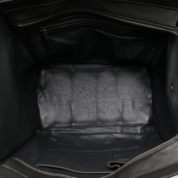 セリーヌ ラゲージ ミニショッパー パイソン ハンドバッグ カーキ ブラウン ブラック レザー レディース CELINE 【中古】