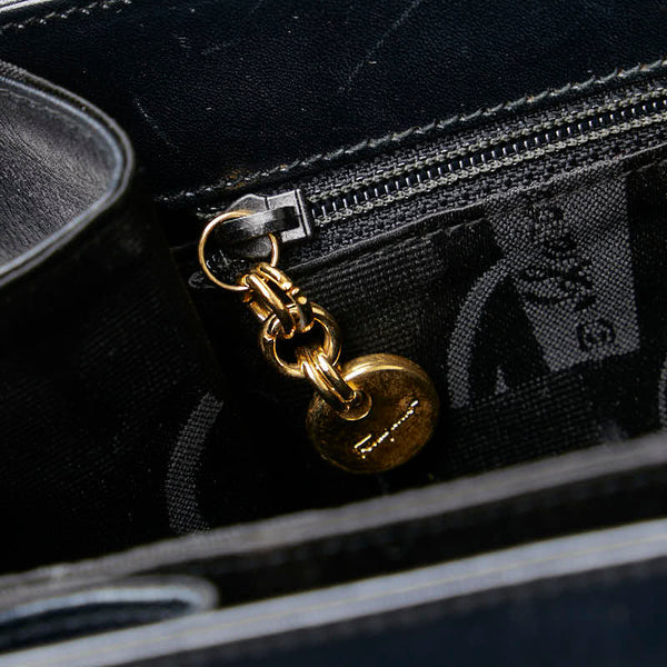 サルヴァトーレフェラガモ ガンチーニ ハンドバッグ ショルダーバッグ 2WAY E210536 ブラック レザー レディース Salvatore Ferragamo 【中古】