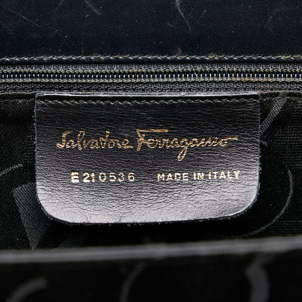 サルヴァトーレフェラガモ ガンチーニ ハンドバッグ ショルダーバッグ 2WAY E210536 ブラック レザー レディース Salvatore Ferragamo 【中古】