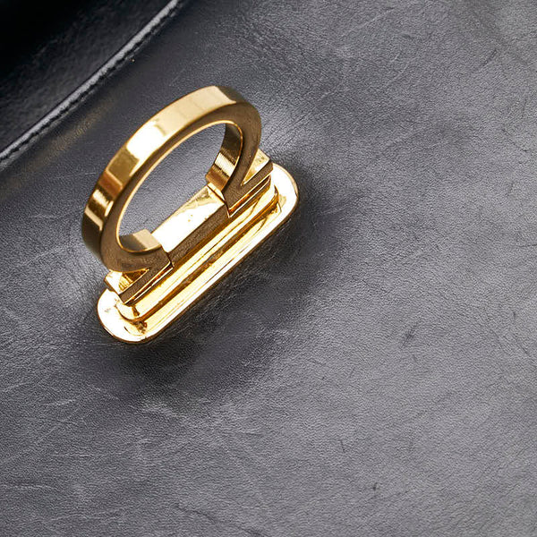 サルヴァトーレフェラガモ ガンチーニ ハンドバッグ ショルダーバッグ 2WAY E210536 ブラック レザー レディース Salvatore Ferragamo 【中古】