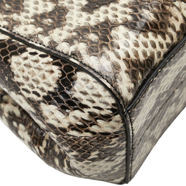 グッチ バンブー ニムフェア パイソン ハンドバッグ ショルダーバッグ 2WAY 453767 ベージュ ブラック レザー レディース GUCCI 【中古】