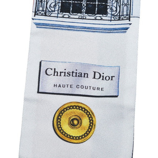 ディオール ミッツァ スカーフ ライトブルー ネイビー マルチカラー シルク レディース Dior 【中古】