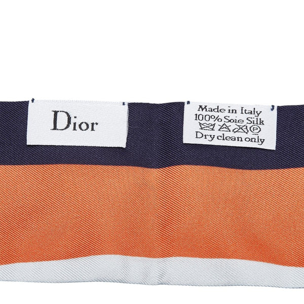 ディオール ミッツァ スカーフ ライトブルー ネイビー マルチカラー シルク レディース Dior 【中古】