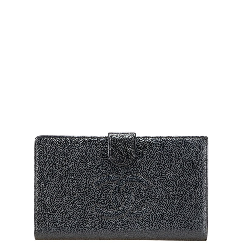 シャネル ココマーク 長財布 ブラック キャビアスキン レディース CHANEL 【中古】