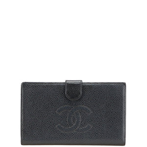 シャネル ココマーク 長財布 ブラック キャビアスキン レディース CHANEL 【中古】