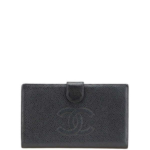 シャネル ココマーク 長財布 ブラック キャビアスキン レディース CHANEL 【中古】