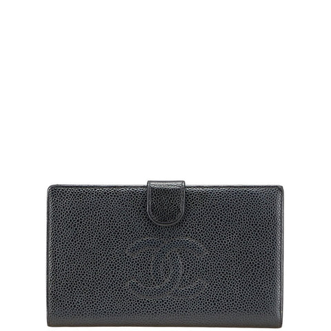 シャネル ココマーク 長財布 ブラック キャビアスキン レディース CHANEL 【中古】