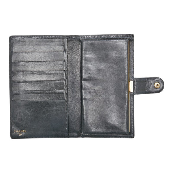 シャネル ココマーク 長財布 ブラック キャビアスキン レディース CHANEL 【中古】