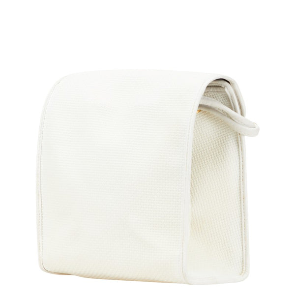 サンローラン YSLモノグラム ショルダーバッグ ホワイト レザー レディース SAINT LAURENT 【中古】