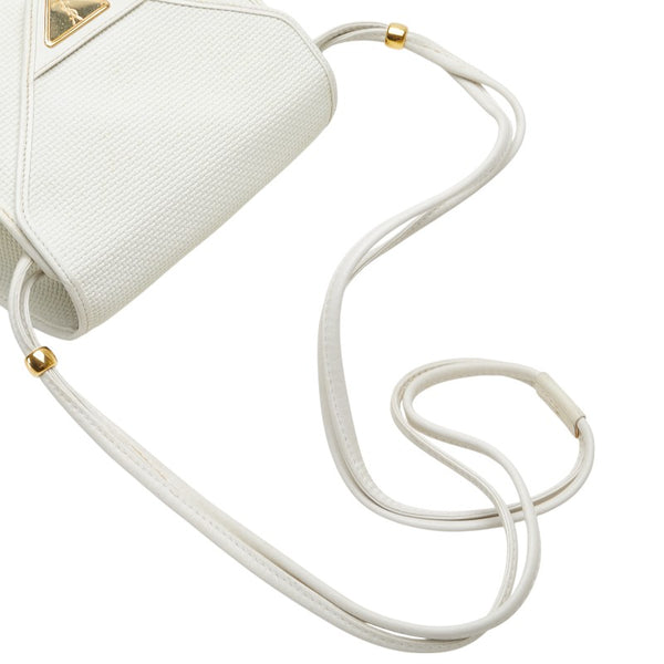 サンローラン YSLモノグラム ショルダーバッグ ホワイト レザー レディース SAINT LAURENT 【中古】