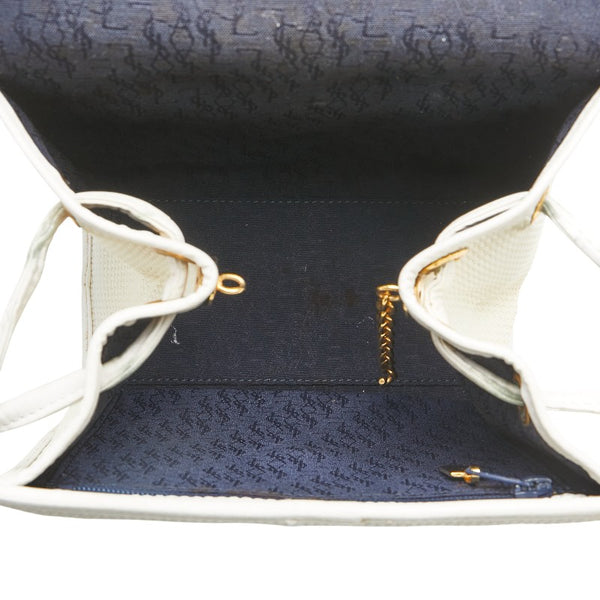 サンローラン YSLモノグラム ショルダーバッグ ホワイト レザー レディース SAINT LAURENT 【中古】