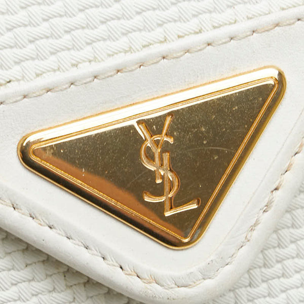 サンローラン YSLモノグラム ショルダーバッグ ホワイト レザー レディース SAINT LAURENT 【中古】