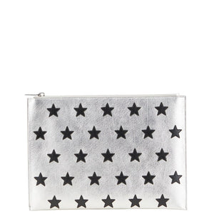 サンローラン スター 星 クラッチバッグ セカンドバッグ 397295 シルバー ブラック レザー レディース SAINT LAURENT 【中古】