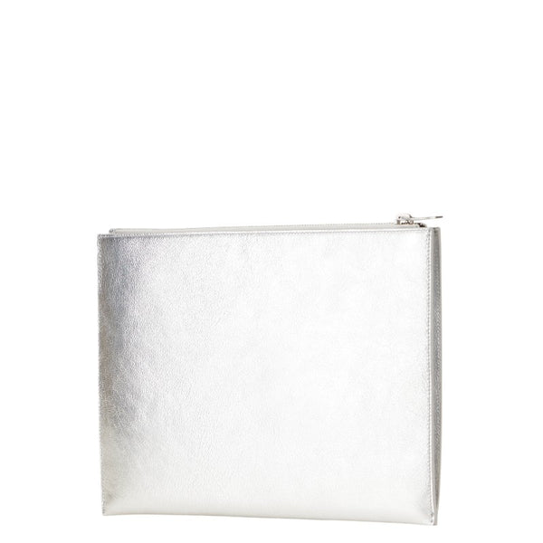 サンローラン スター 星 クラッチバッグ セカンドバッグ 397295 シルバー ブラック レザー レディース SAINT LAURENT 【中古】