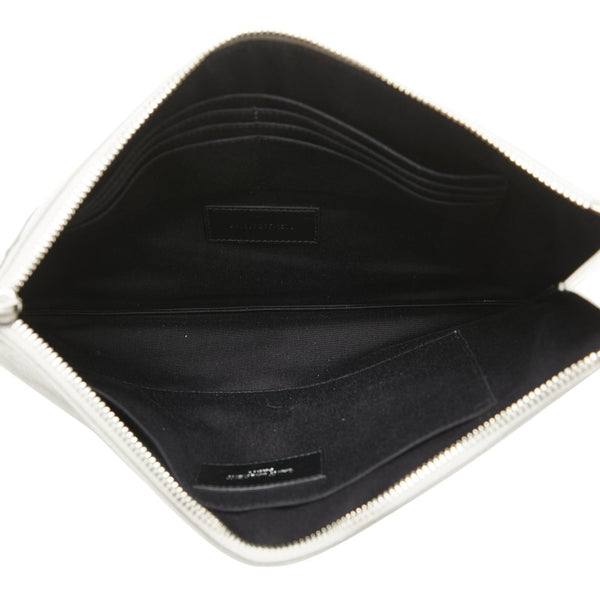 サンローラン スター 星 クラッチバッグ セカンドバッグ 397295 シルバー ブラック レザー レディース SAINT LAURENT 【中古】