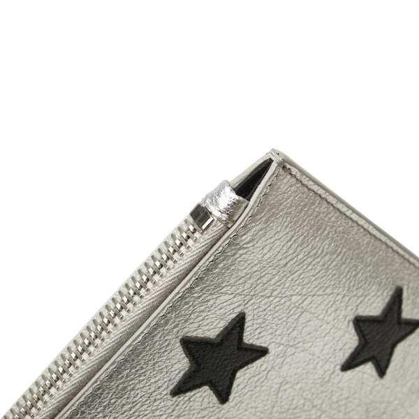 サンローラン スター 星 クラッチバッグ セカンドバッグ 397295 シルバー ブラック レザー レディース SAINT LAURENT 【中古】