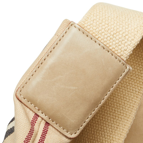 バーバリー ストライプ ワンショルダーバッグ ベージュ キャンバス レザー レディース BURBERRY 【中古】