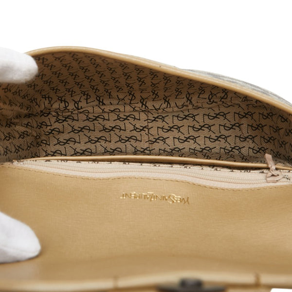 サンローラン YSLモノグラム ジラフ ショルダーバッグ ブラウン PVC レザー レディース SAINT LAURENT 【中古】