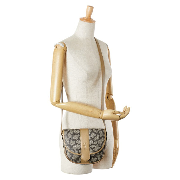 サンローラン YSLモノグラム ジラフ ショルダーバッグ ブラウン PVC レザー レディース SAINT LAURENT 【中古】