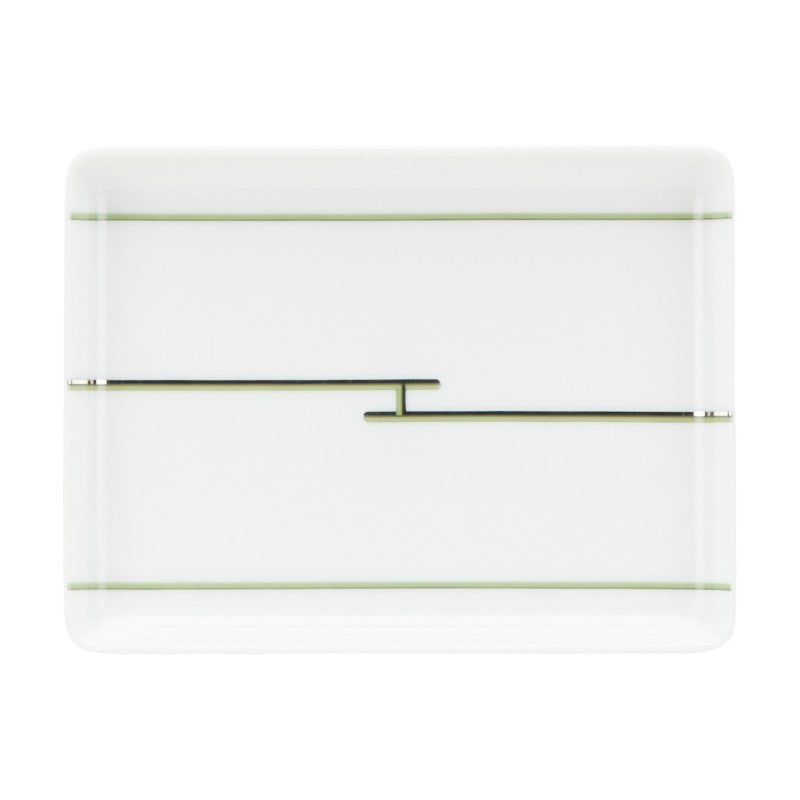 エルメス リズム スクエアプレート 皿 食器 ホワイト グリーン 陶器 レディース HERMES 【中古】