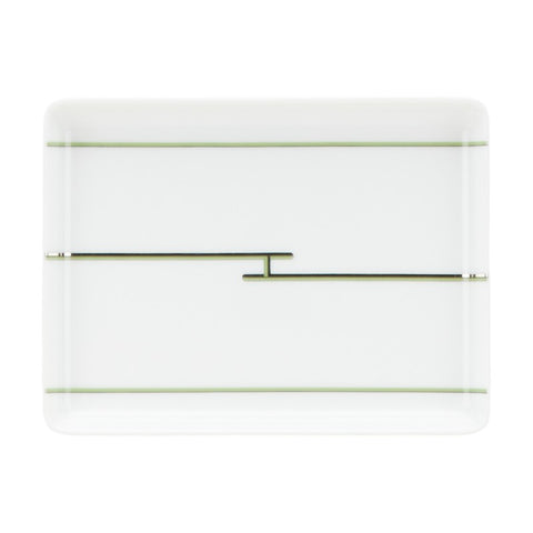 エルメス リズム スクエアプレート 皿 食器 ホワイト グリーン 陶器 レディース HERMES 【中古】