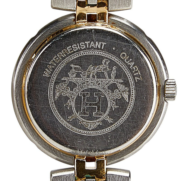 エルメス プロフィール 腕時計 クオーツ ベージュ文字盤 ステンレススチール メッキ レディース HERMES 【中古】