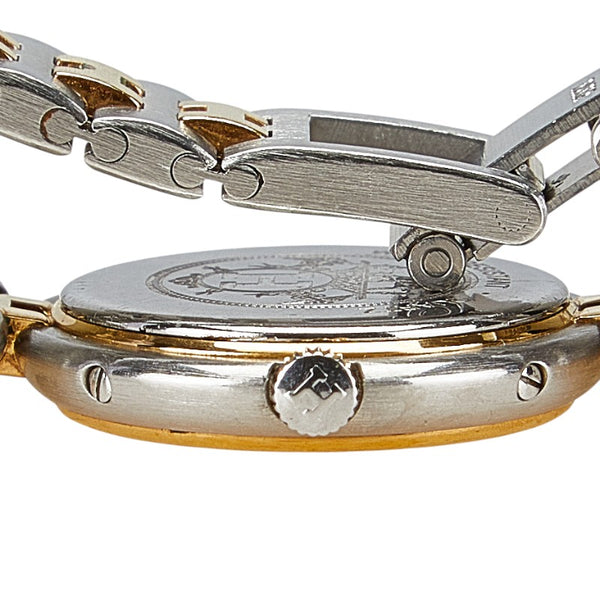 エルメス プロフィール 腕時計 クオーツ ベージュ文字盤 ステンレススチール メッキ レディース HERMES 【中古】