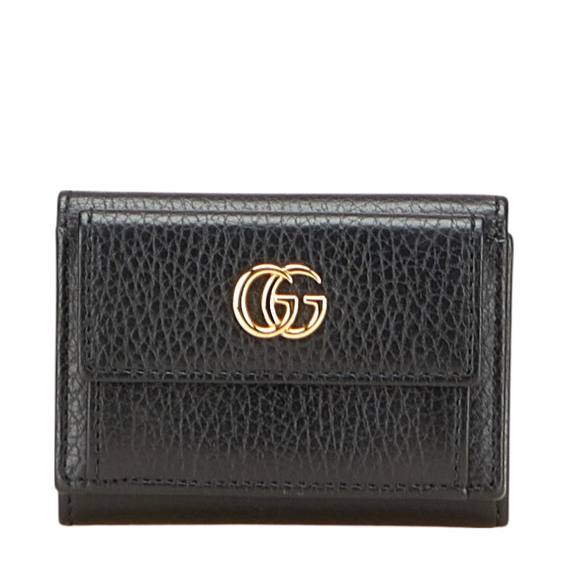グッチ GGマーモント ミニ財布 二つ折り財布 523277 ブラック レザー レディース GUCCI 【中古】