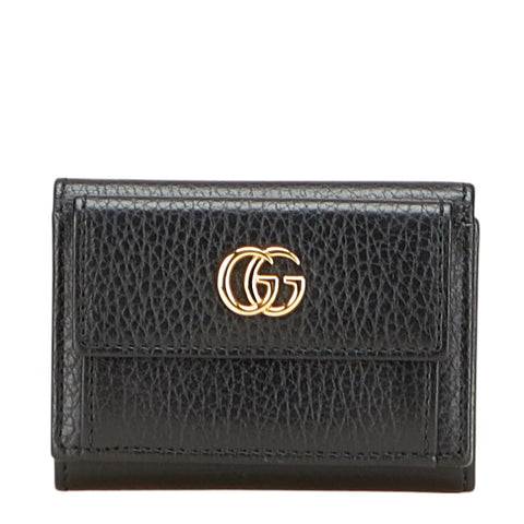 グッチ GGマーモント ミニ財布 二つ折り財布 523277 ブラック レザー レディース GUCCI 【中古】