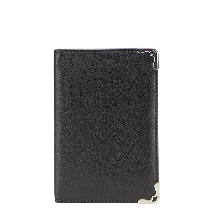 カルティエ マストライン カードケース ブラック レザー メンズ CARTIER 【中古】