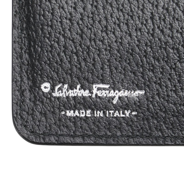 サルヴァトーレフェラガモ ガンチーニ 二つ折り財布 ブラック レザー メンズ Salvatore Ferragamo 【中古】
