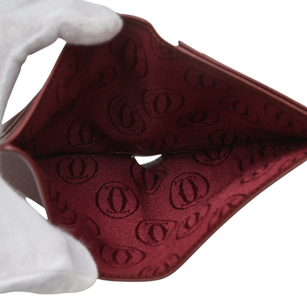 カルティエ マストライン パスケース カードケース ワインレッド ボルドー レザー レディース CARTIER 【中古】