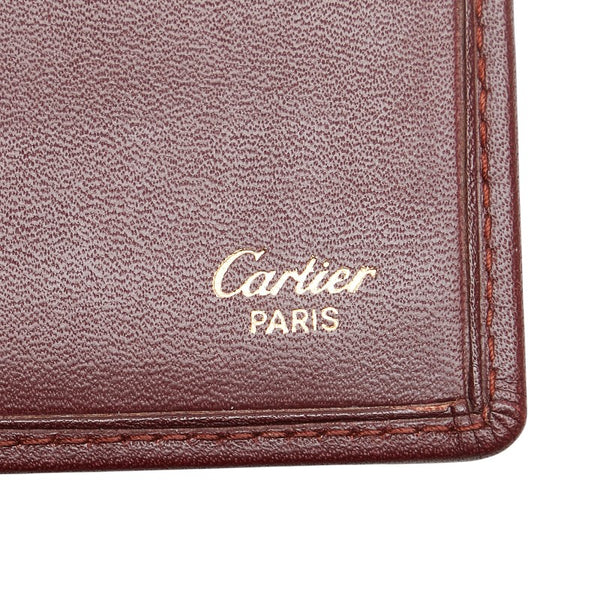 カルティエ マストライン パスケース カードケース ワインレッド ボルドー レザー レディース CARTIER 【中古】