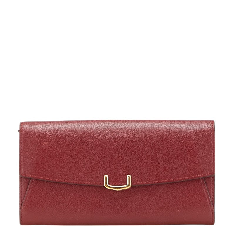 カルティエ C ドゥ カルティエ インターナショナルウォレット 長財布 レッド レザー レディース CARTIER 【中古】
