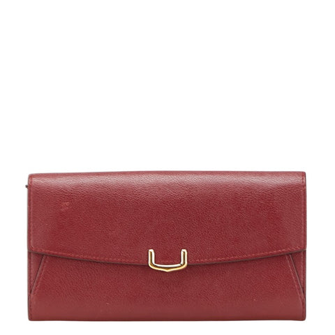 カルティエ C ドゥ カルティエ インターナショナルウォレット 長財布 レッド レザー レディース CARTIER 【中古】