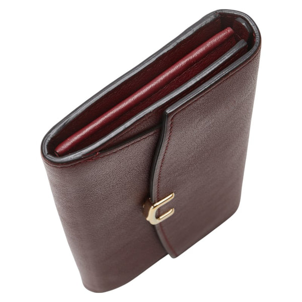 カルティエ C ドゥ カルティエ インターナショナルウォレット 長財布 レッド レザー レディース CARTIER 【中古】