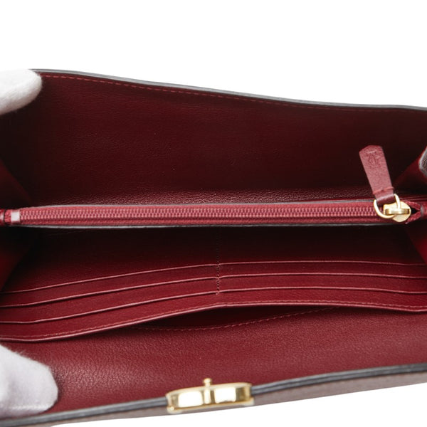 カルティエ C ドゥ カルティエ インターナショナルウォレット 長財布 レッド レザー レディース CARTIER 【中古】