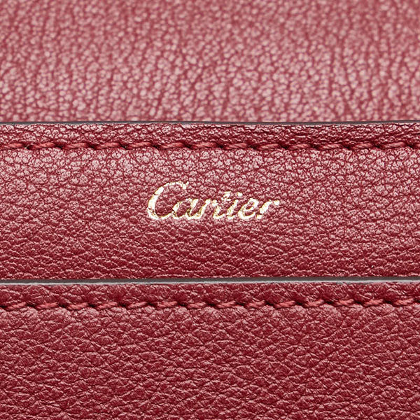カルティエ C ドゥ カルティエ インターナショナルウォレット 長財布 レッド レザー レディース CARTIER 【中古】
