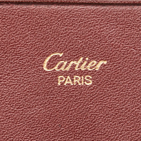 カルティエ マストライン 長財布 ワインレッド ボルドー レザー レディース CARTIER 【中古】