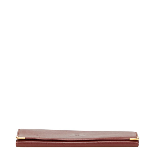 カルティエ マストライン 長財布 ワインレッド ボルドー レザー レディース CARTIER 【中古】