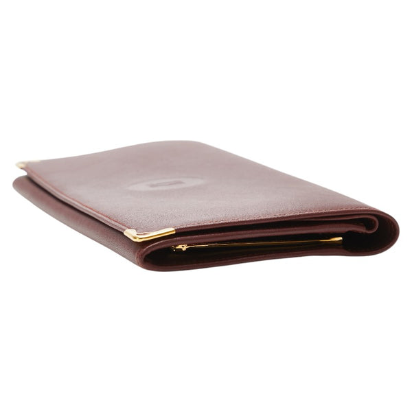 カルティエ マストライン 長財布 ワインレッド ボルドー レザー レディース CARTIER 【中古】