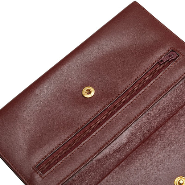カルティエ マストライン 長財布 ワインレッド ボルドー レザー レディース CARTIER 【中古】