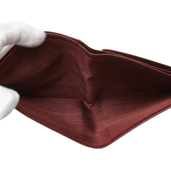 カルティエ マストライン カードケース 札入れ ワインレッド ボルドー レザー レディース CARTIER 【中古】